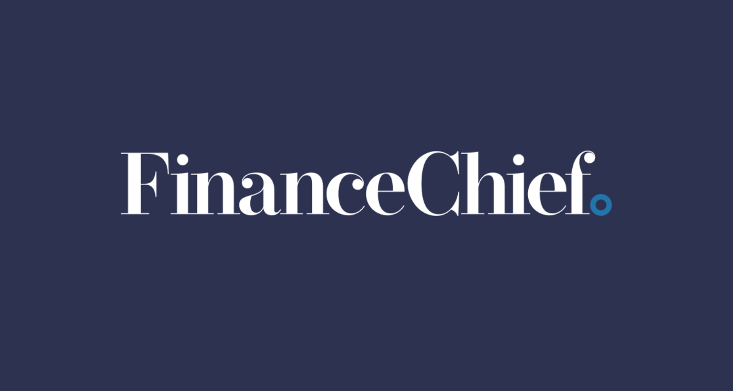 White text "FinanceChief.io" on dark blue; ideal for a finance chief or cash management platform. Dot in "io" is light blue.